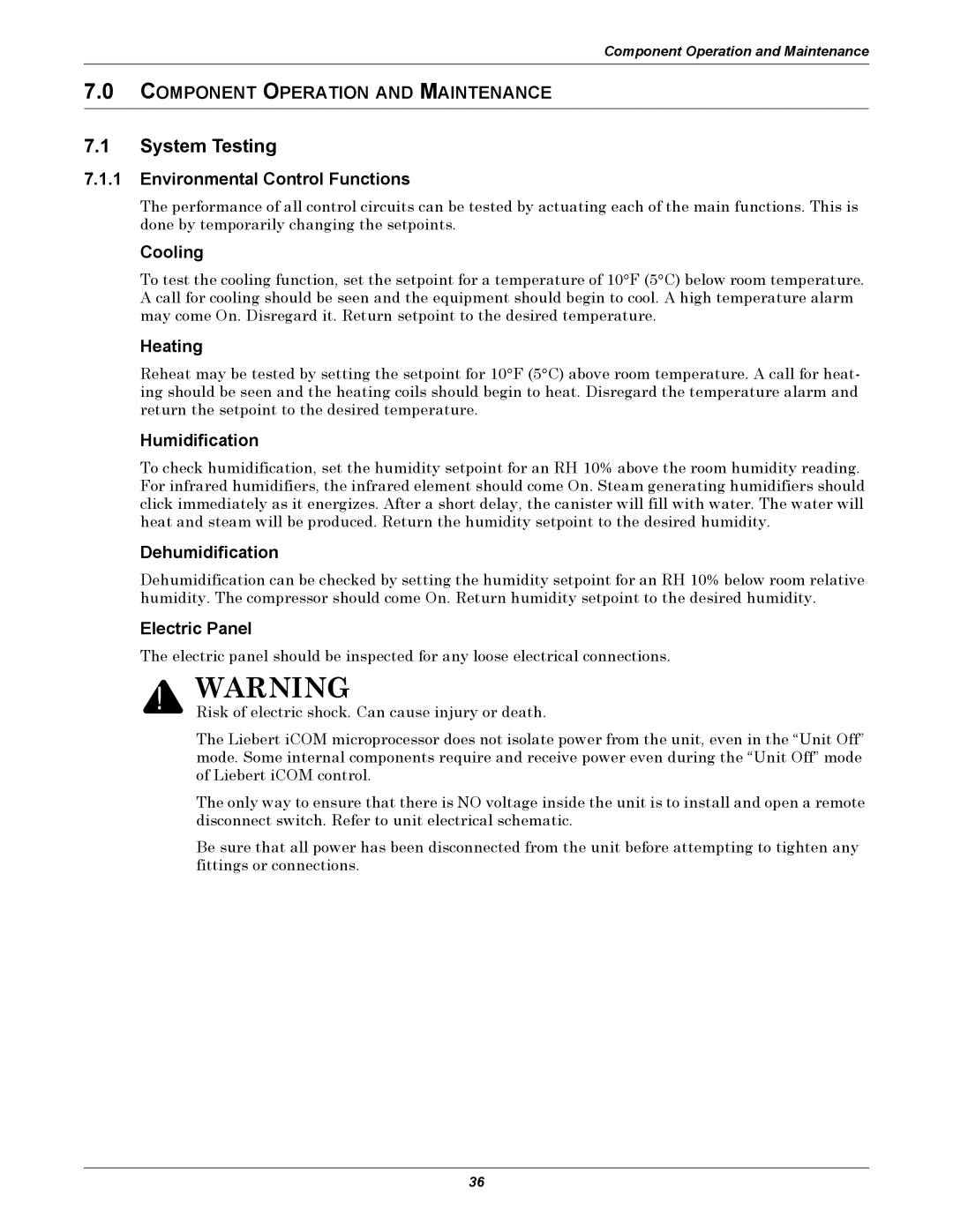 Emerson 3000/ITR manual System Testing, Component Operation and Maintenance 