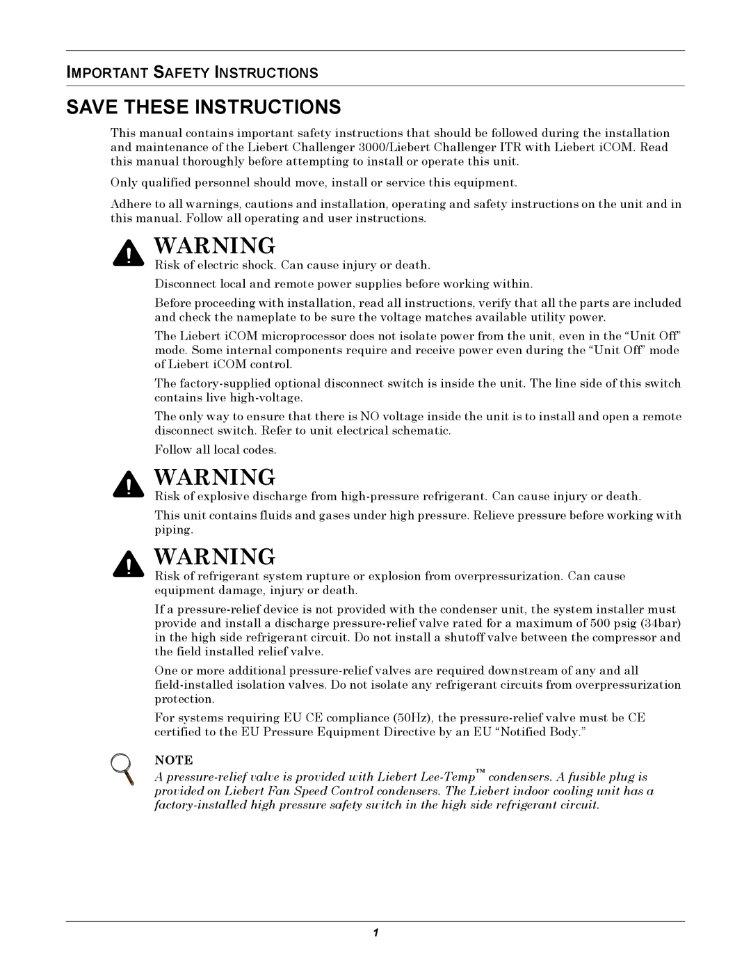 Emerson 3000/ITR manual Important Safety Instructions 