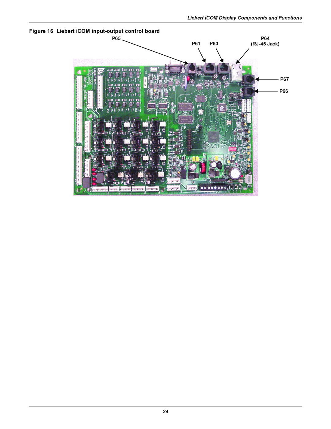 Emerson 3000/ITR manual Liebert iCOM input-outputcontrol board, Liebert iCOM Display Components and Functions 