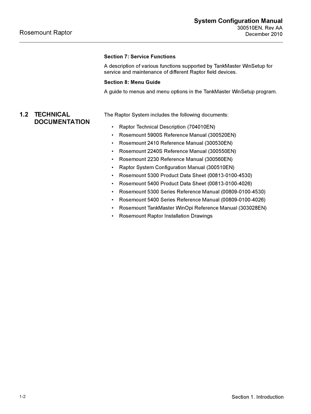 Emerson 300510EN configurationmanual Technical Documentation, Service Functions, Menu Guide 