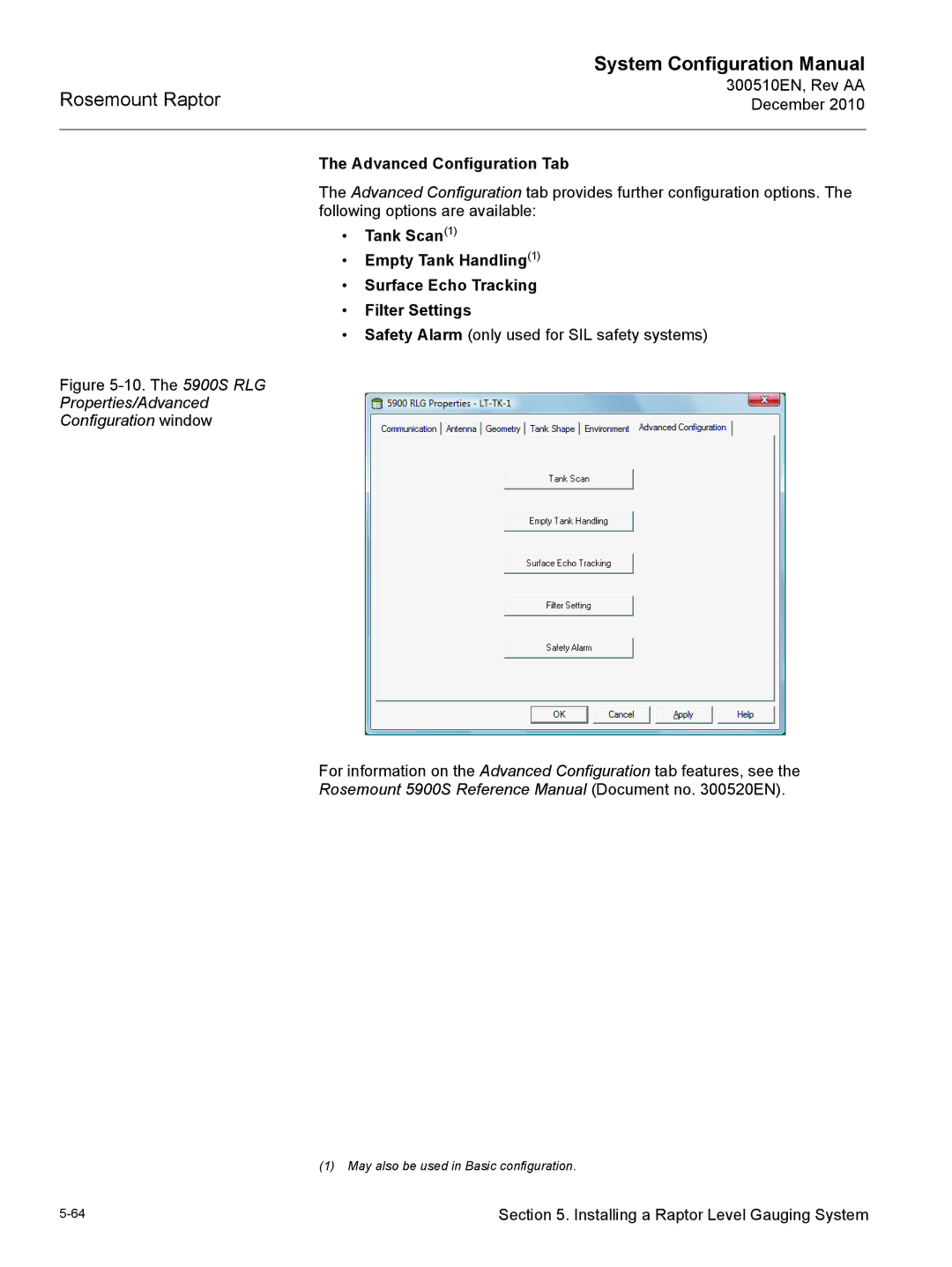 Emerson 300510EN configurationmanual Advanced Configuration Tab, Properties/Advanced Configuration window 