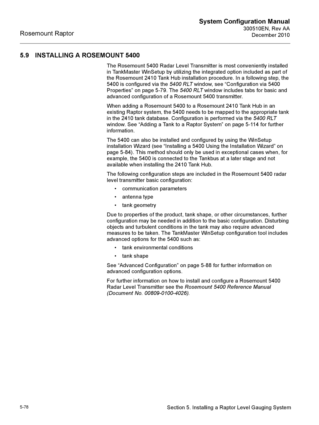 Emerson 300510EN configurationmanual Installing a Rosemount 