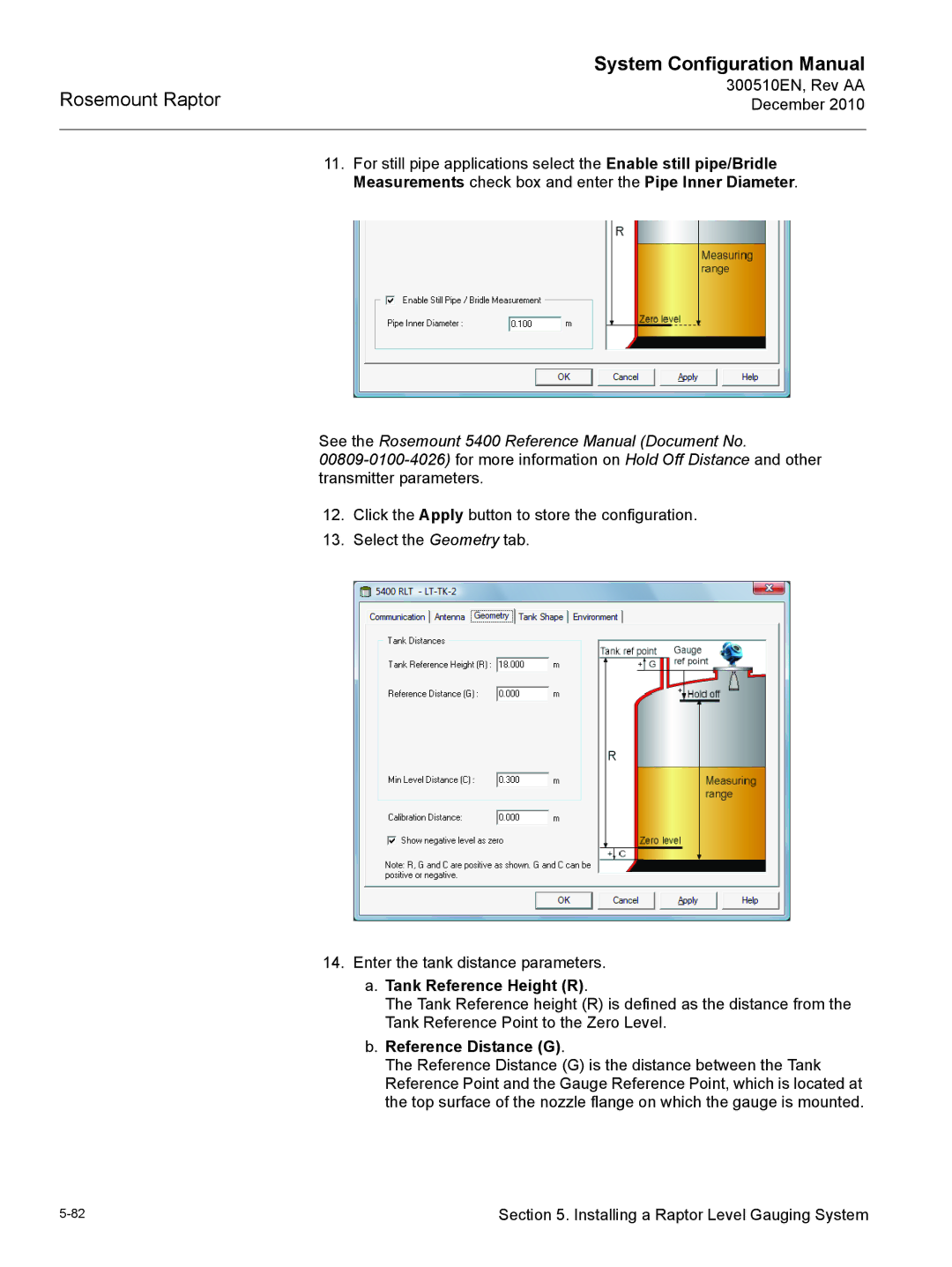 Emerson 300510EN configurationmanual Tank Reference Height R 