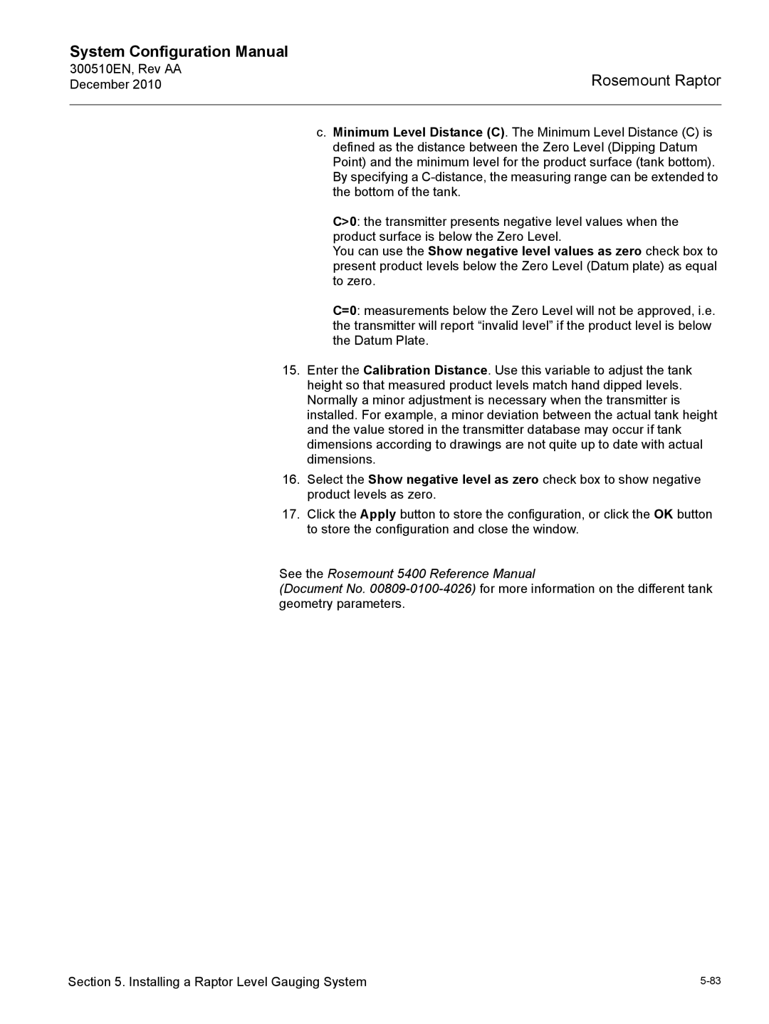 Emerson 300510EN configurationmanual See the Rosemount 5400 Reference Manual 