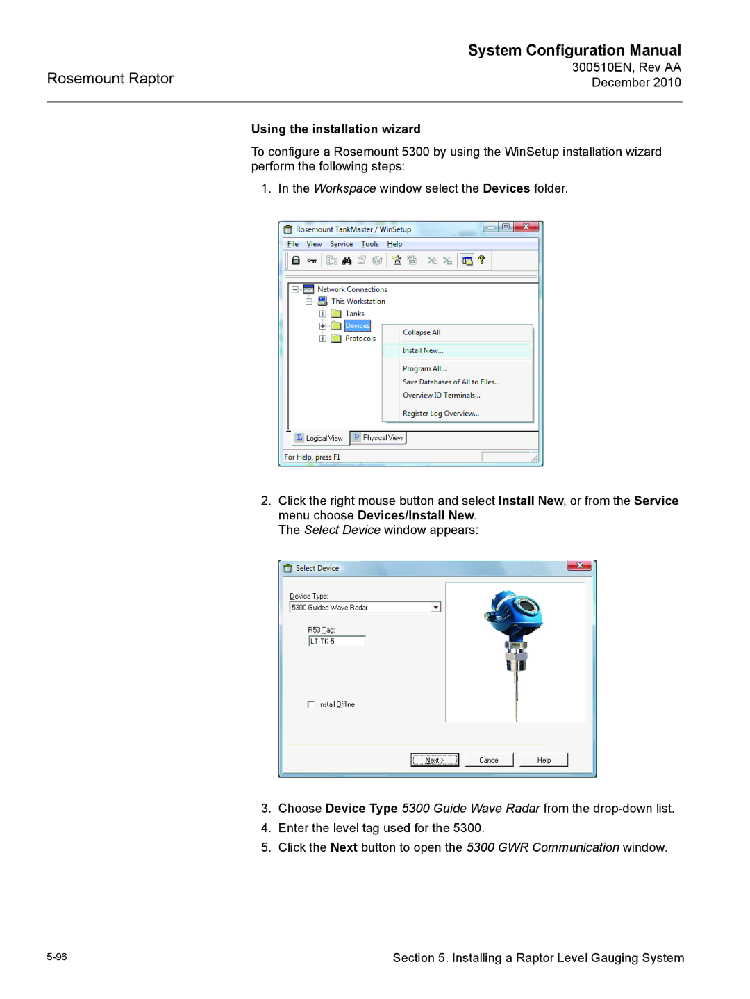 Emerson 300510EN configurationmanual Using the installation wizard 