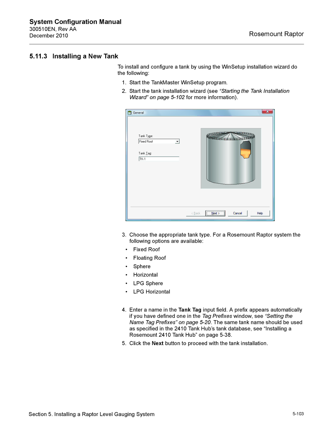 Emerson 300510EN configurationmanual Installing a New Tank 