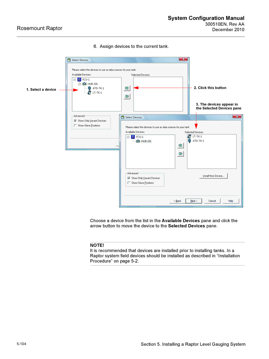 Emerson configurationmanual 300510EN, Rev AA December Assign devices to the current tank 