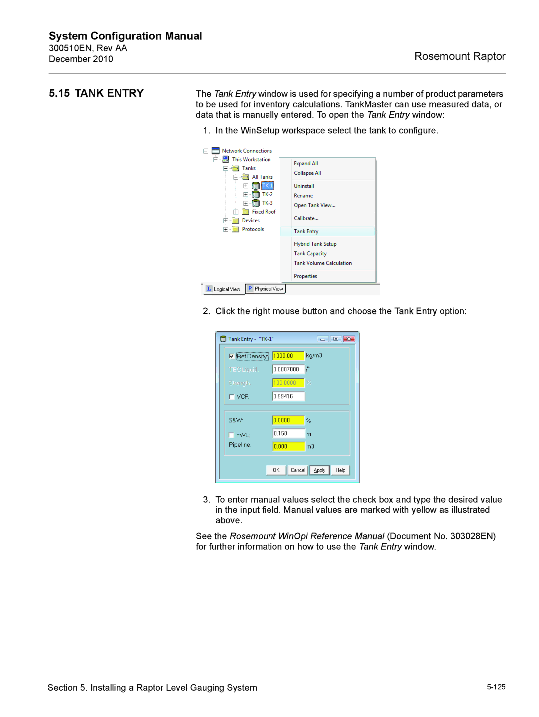 Emerson 300510EN configurationmanual Tank Entry 