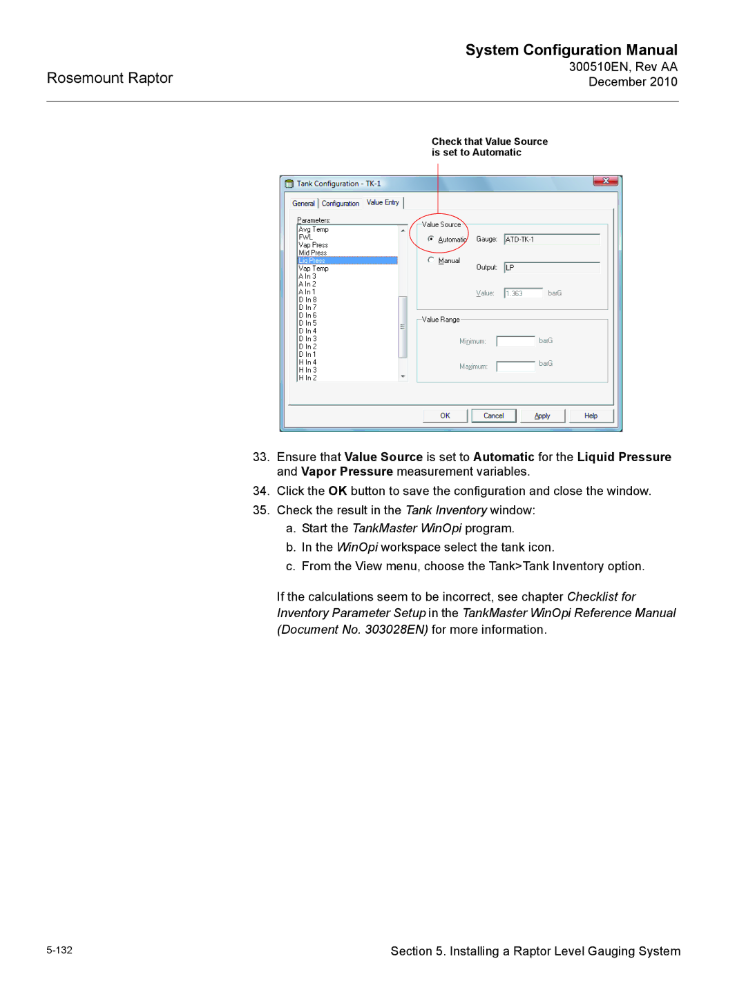 Emerson 300510EN configurationmanual Check that Value Source is set to Automatic 