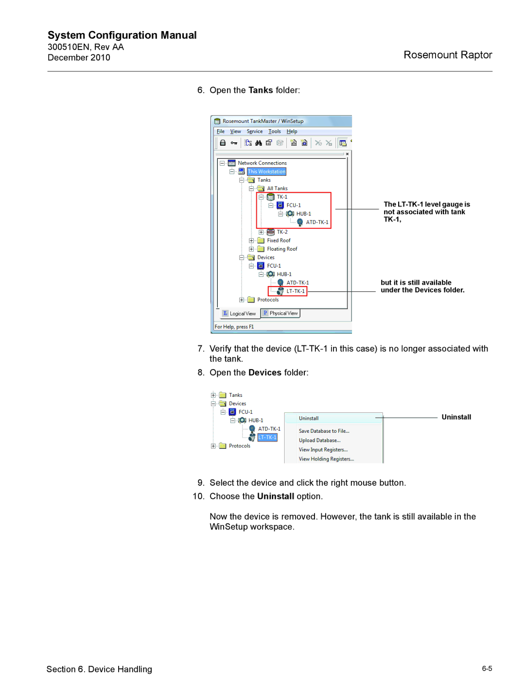 Emerson 300510EN configurationmanual Open the Tanks folder 