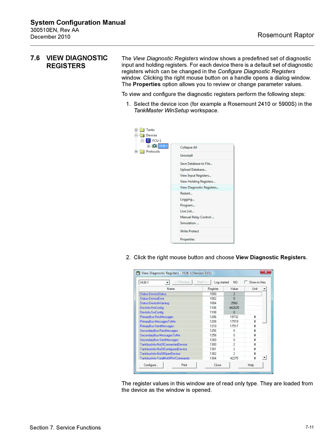 Emerson 300510EN configurationmanual View Diagnostic Registers 