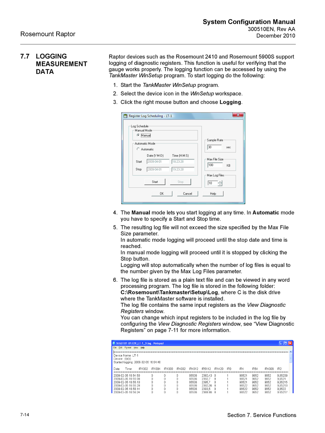 Emerson 300510EN configurationmanual Logging Measurement Data, Start the TankMaster WinSetup program 