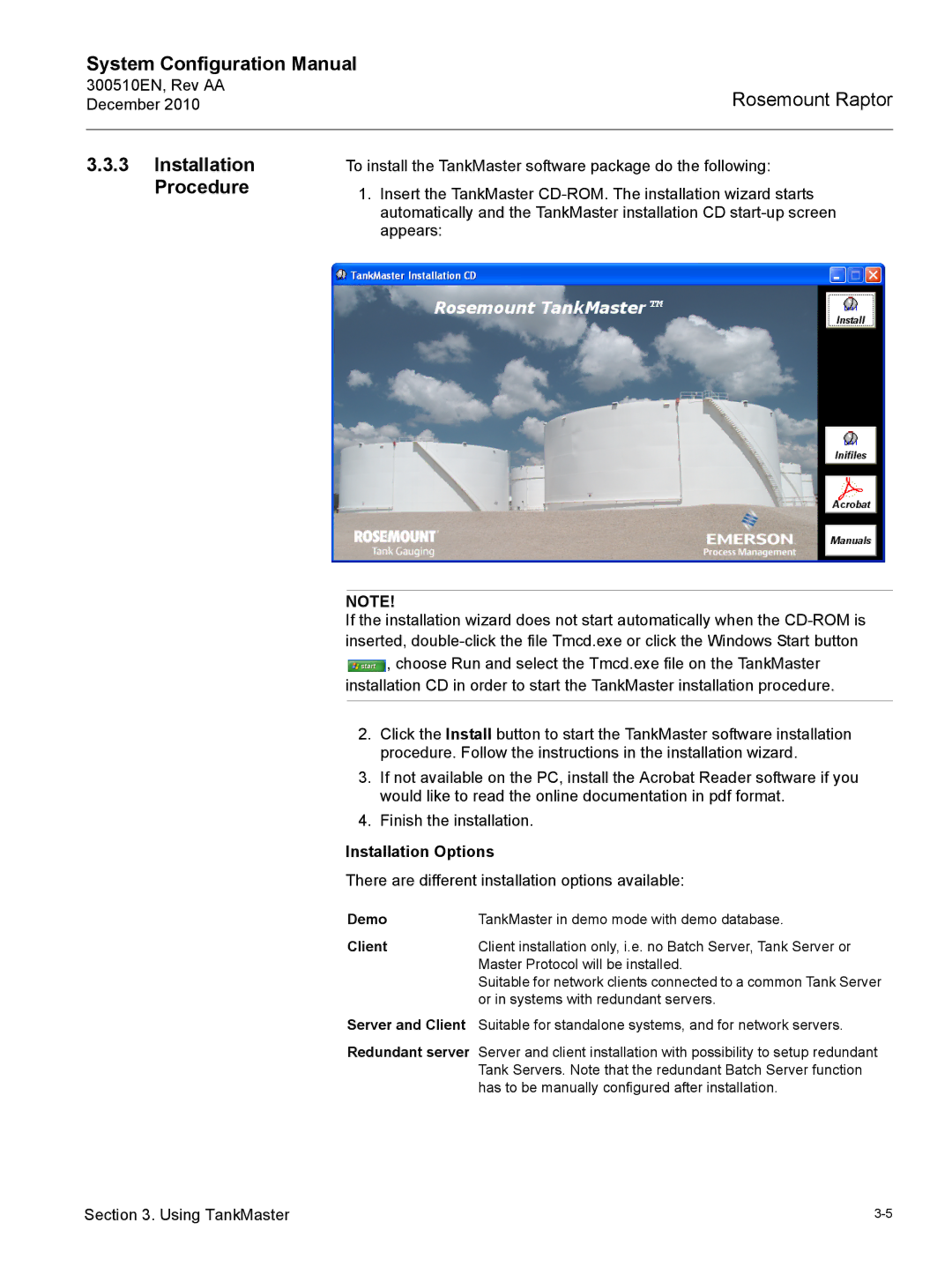 Emerson 300510EN configurationmanual Installation Procedure, Installation Options 