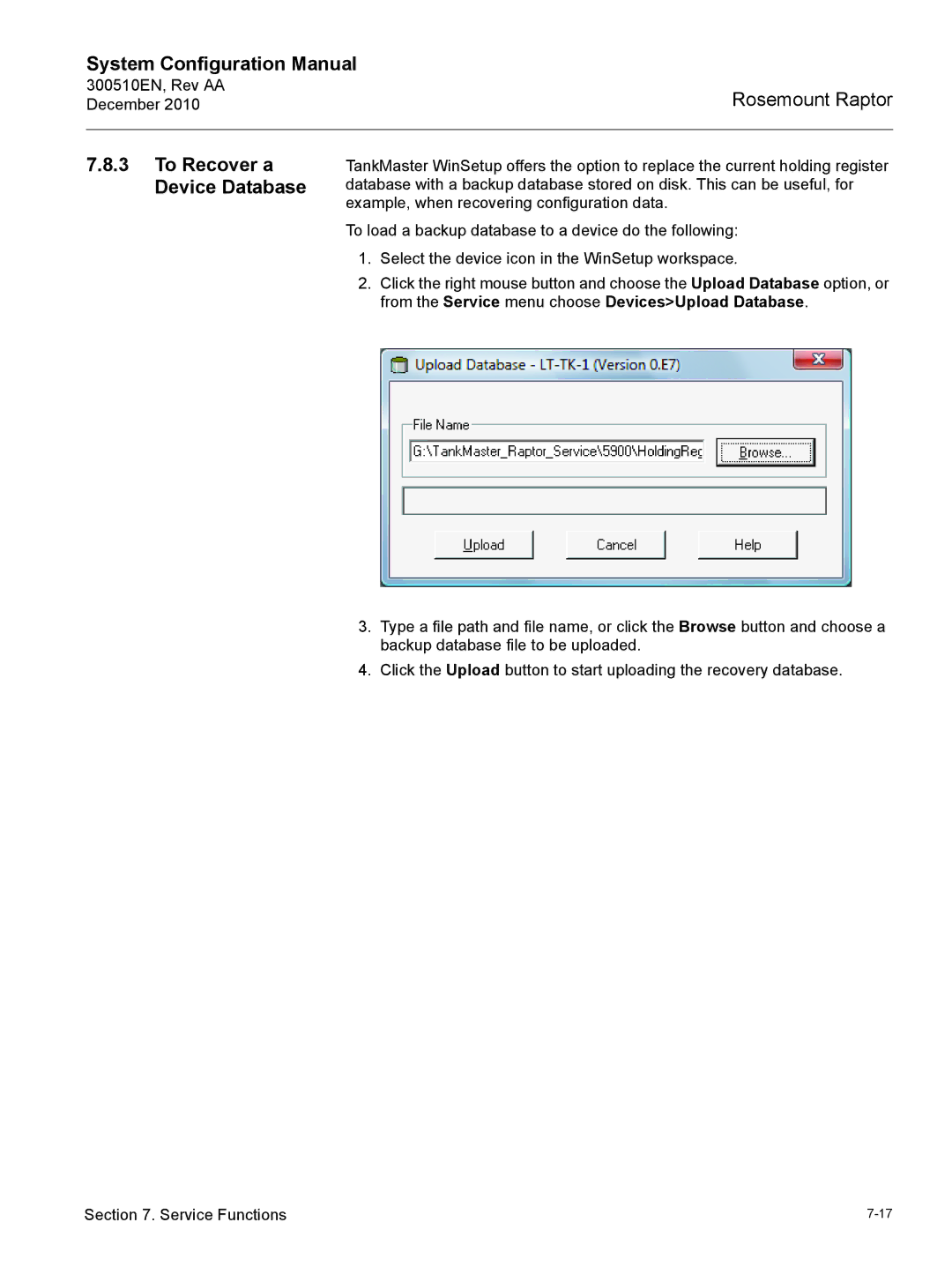 Emerson 300510EN configurationmanual To Recover a Device Database 