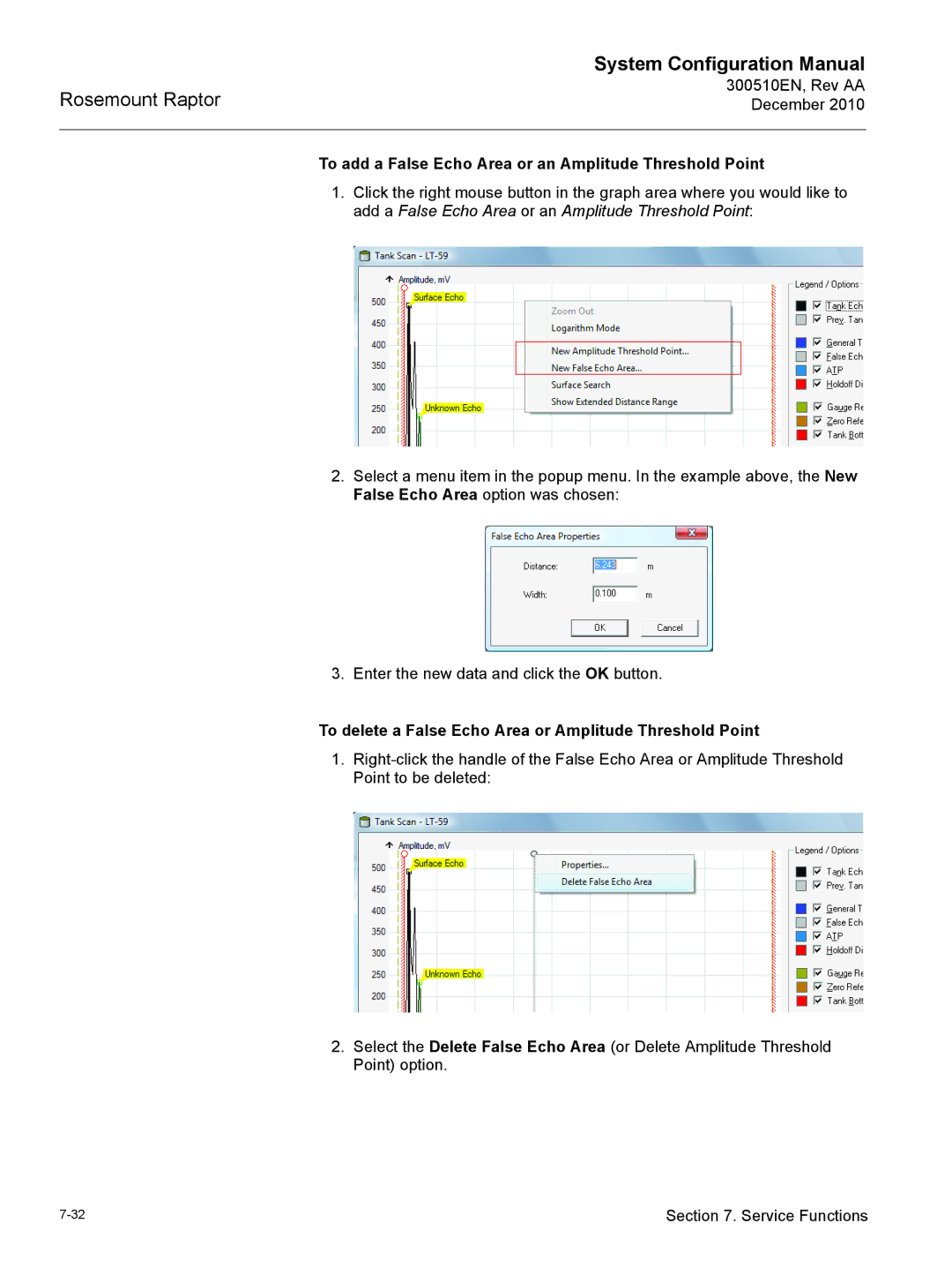 Emerson 300510EN configurationmanual To add a False Echo Area or an Amplitude Threshold Point 