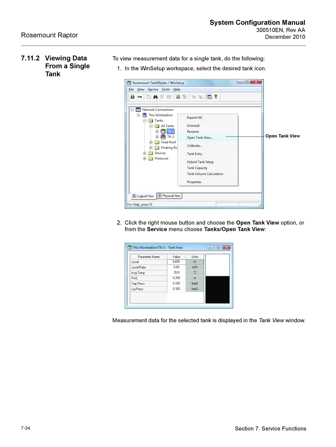 Emerson 300510EN configurationmanual Viewing Data From a Single Tank 