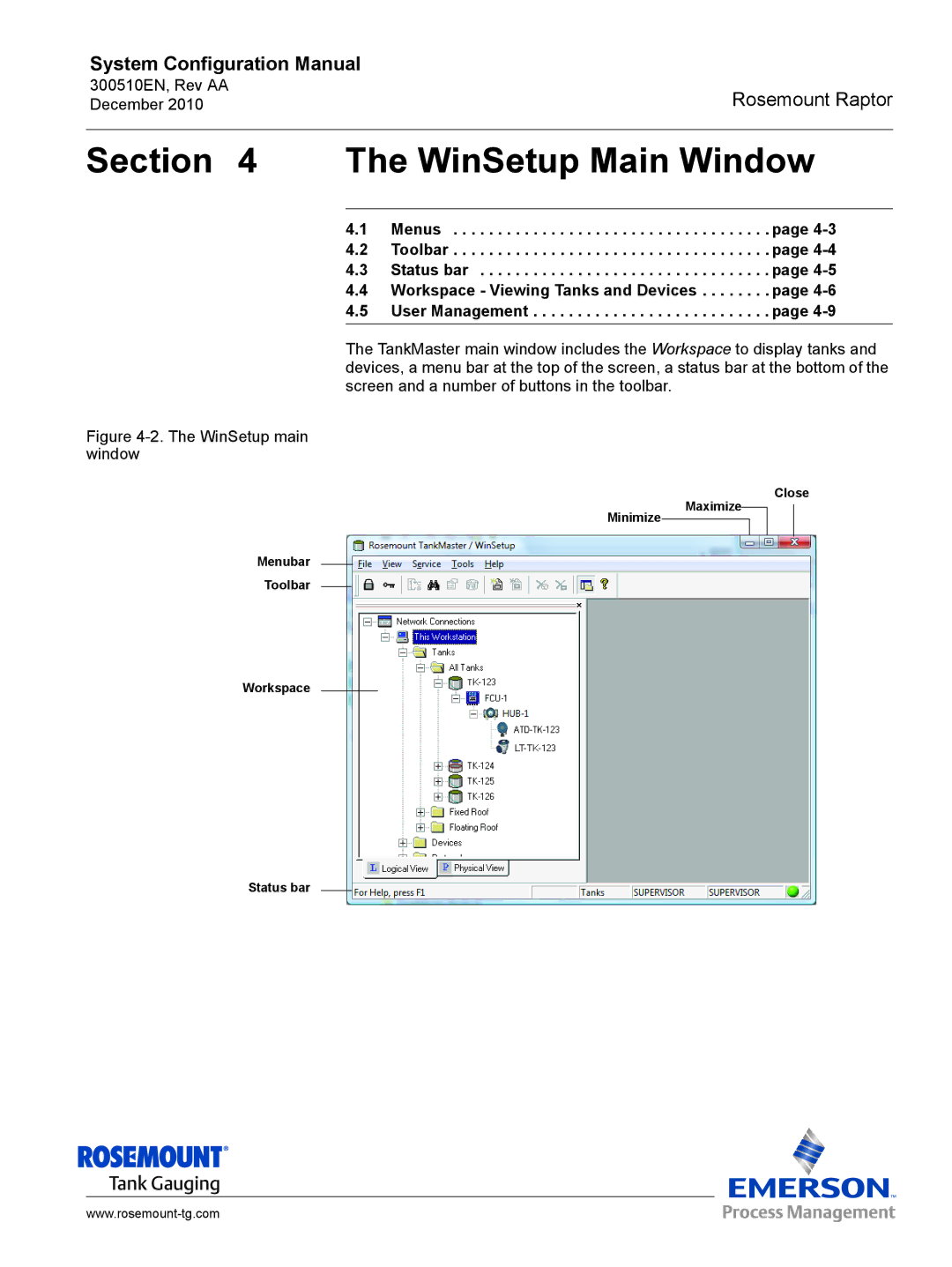 Emerson 300510EN configurationmanual WinSetup Main Window 