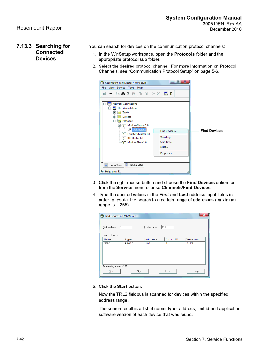 Emerson 300510EN configurationmanual Searching for Connected Devices 