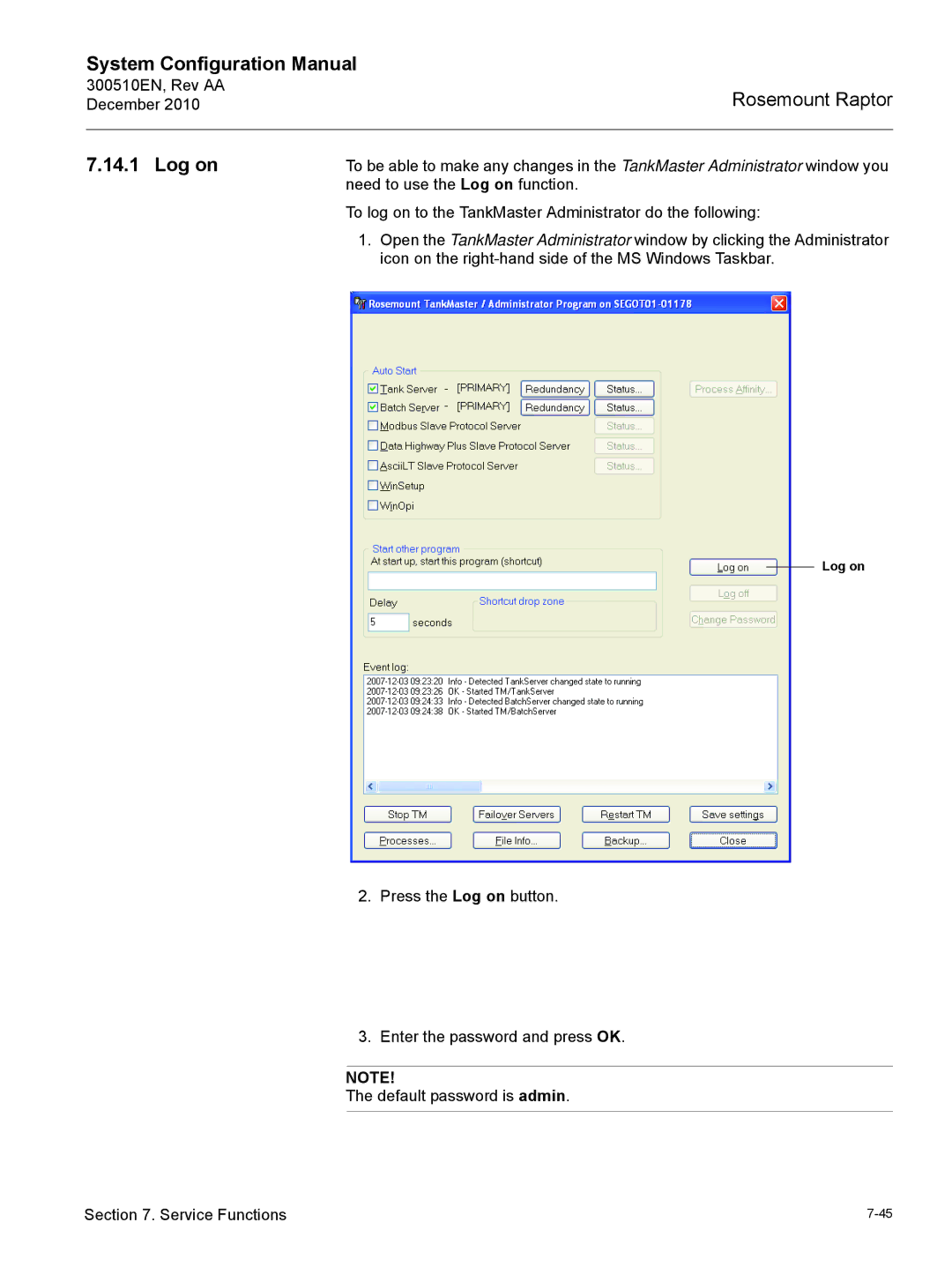 Emerson 300510EN configurationmanual Log on 