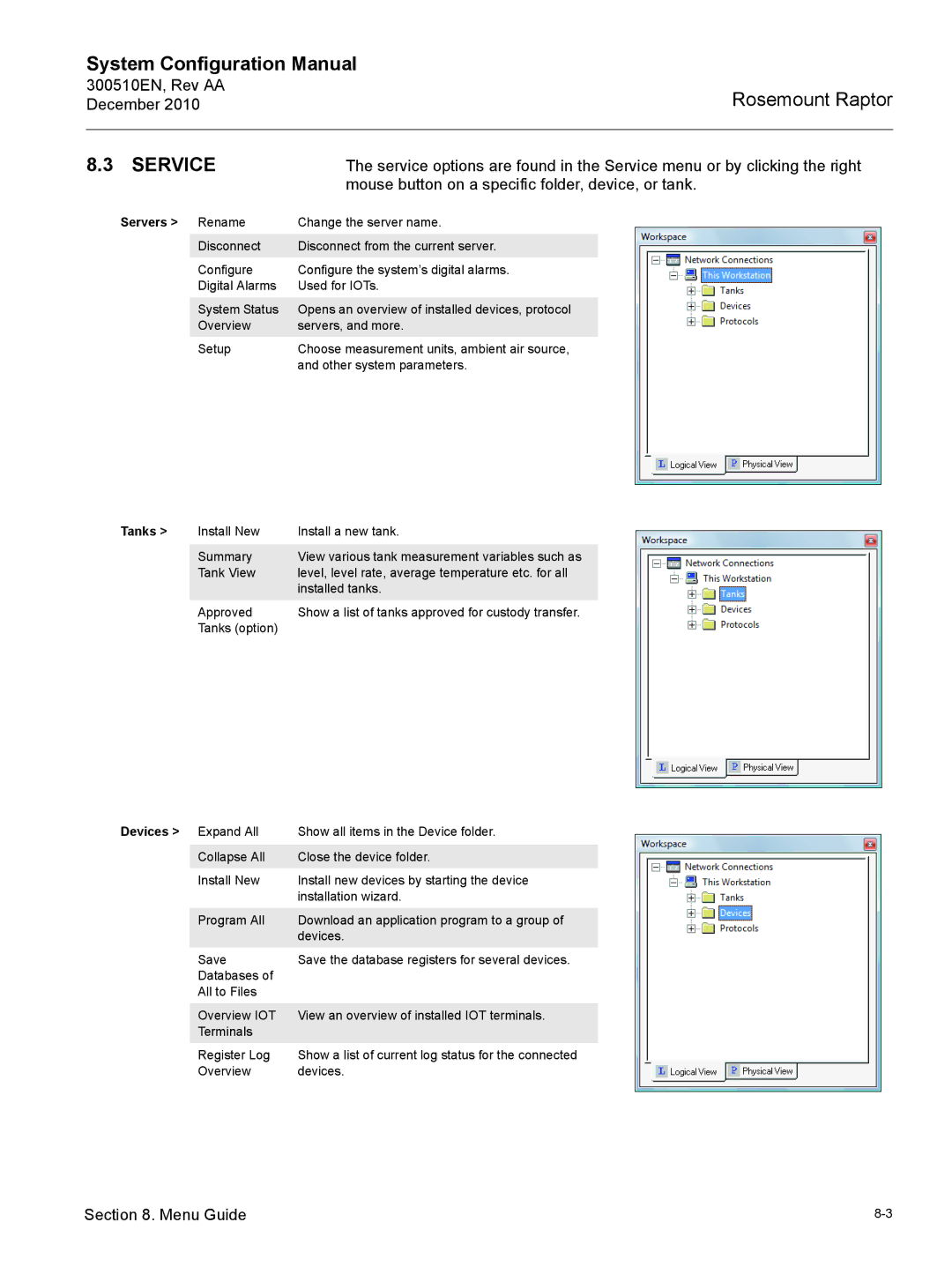 Emerson 300510EN configurationmanual Service, Servers Rename 