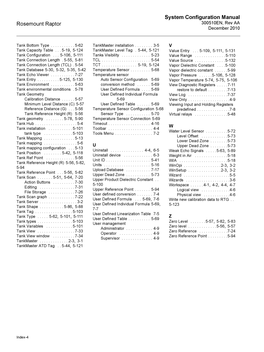 Emerson 300510EN configurationmanual Index-4 