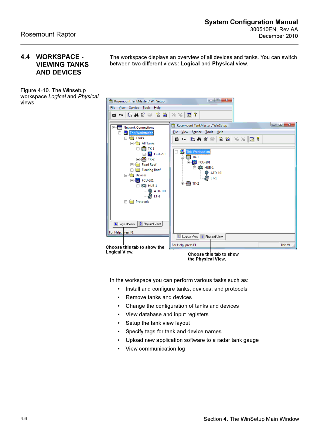 Emerson 300510EN configurationmanual Workspace Viewing Tanks and Devices 