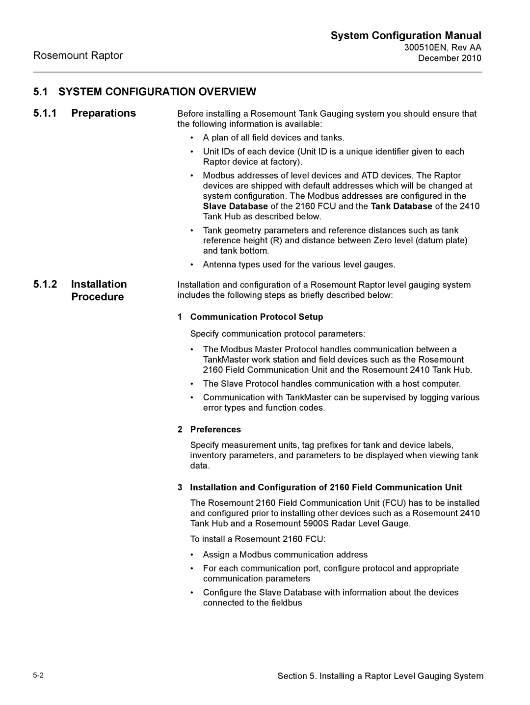 Emerson 300510EN System Configuration Overview, Preparations Installation Procedure, Communication Protocol Setup 