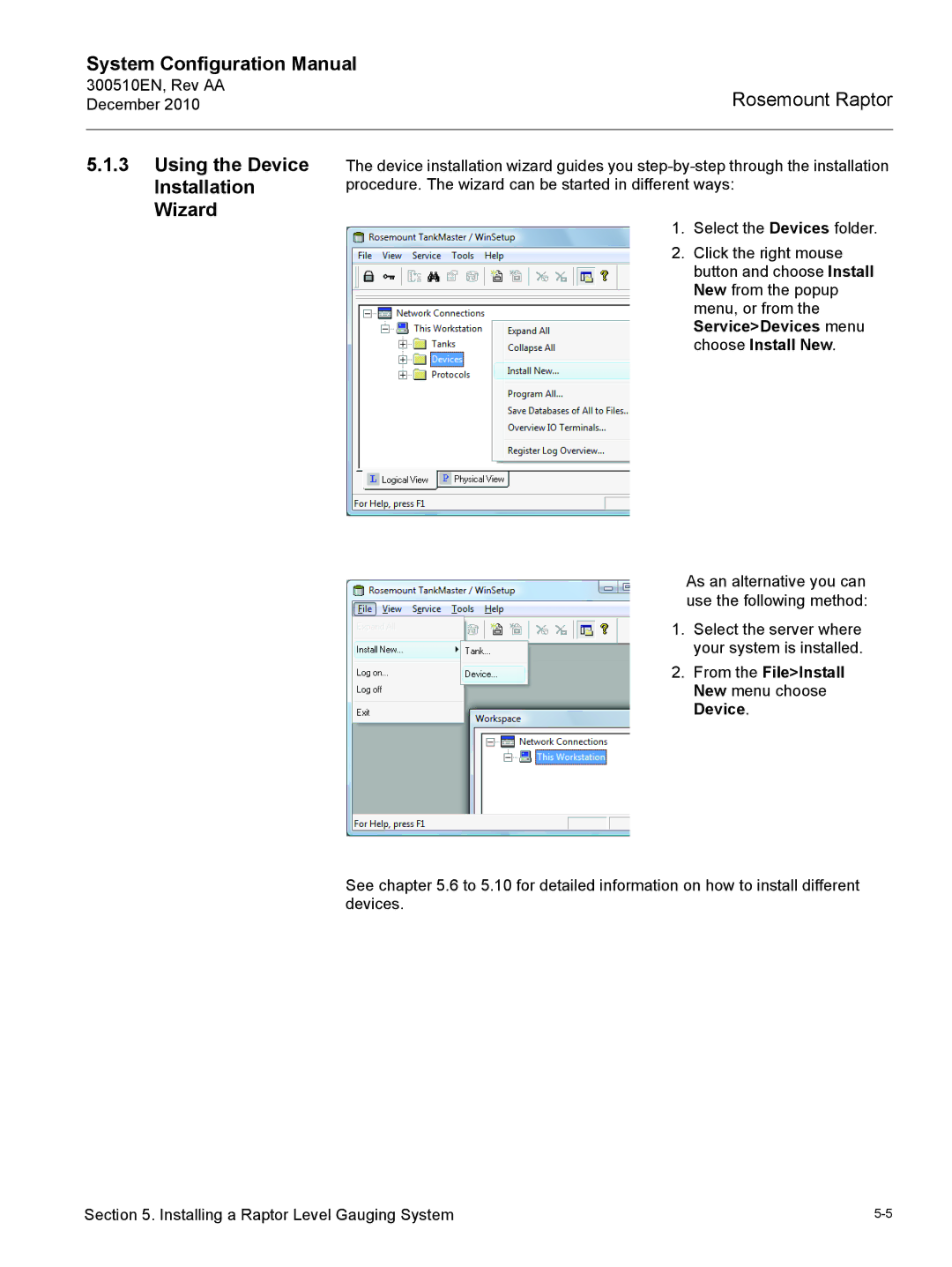 Emerson 300510EN configurationmanual Using the Device Installation Wizard 