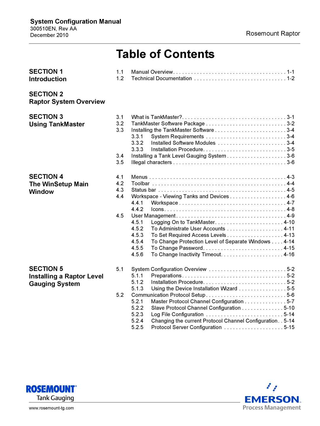 Emerson 300510EN configurationmanual Table of Contents 