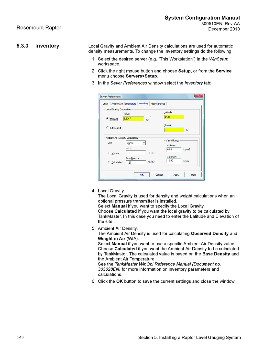 Emerson 300510EN configurationmanual Inventory 