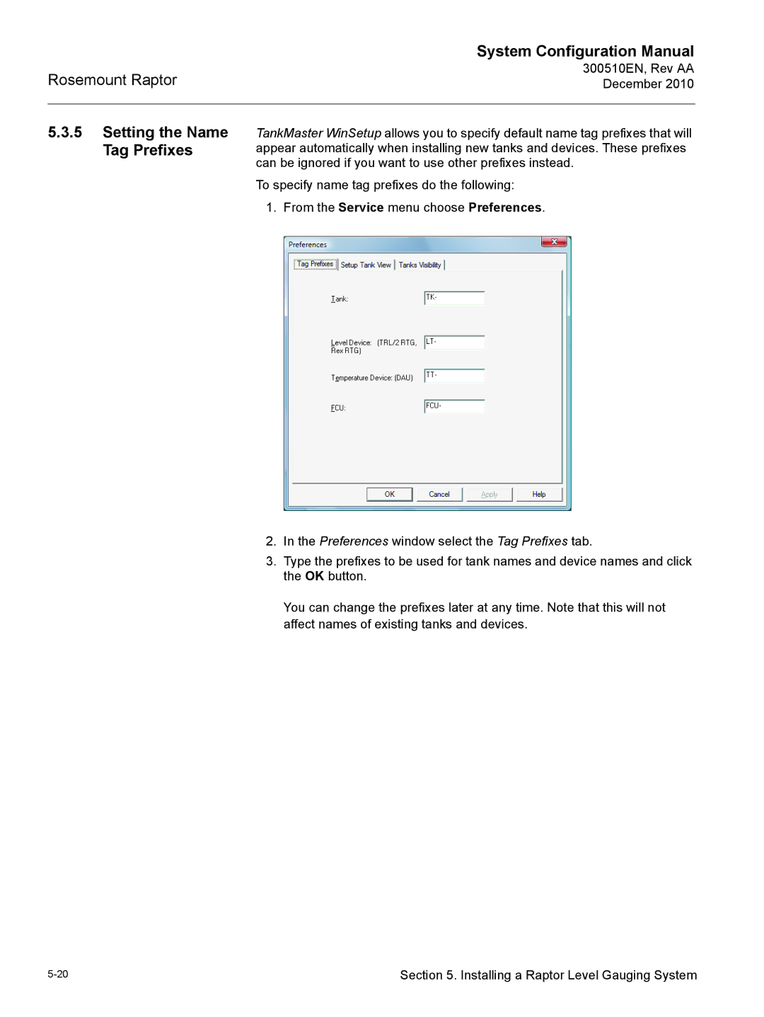 Emerson 300510EN configurationmanual Setting the Name Tag Prefixes 