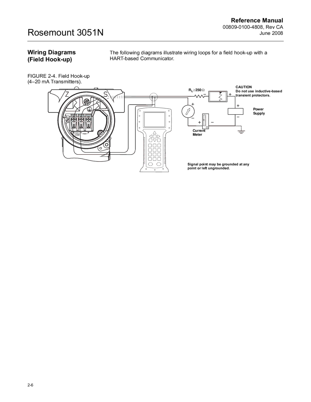 Emerson 3051N manual Wiring Diagrams Field Hook-up 