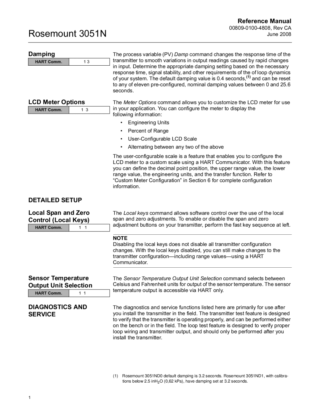 Emerson 3051N manual Detailed Setup, Diagnostics Service 