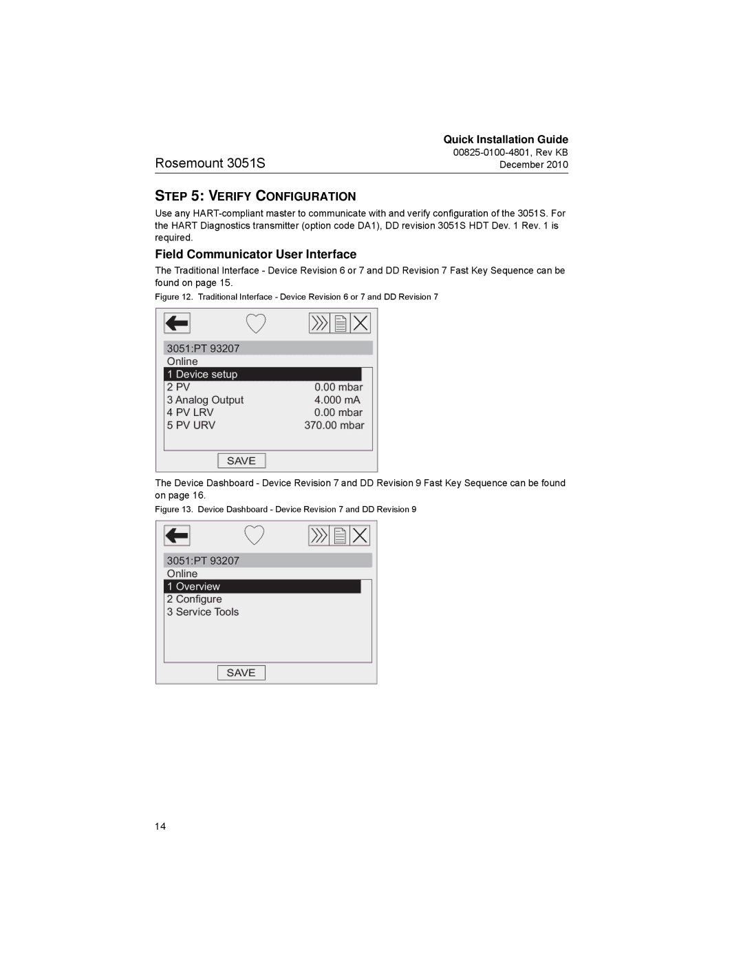 Emerson 3051SF manual Verify Configuration, Field Communicator User Interface 