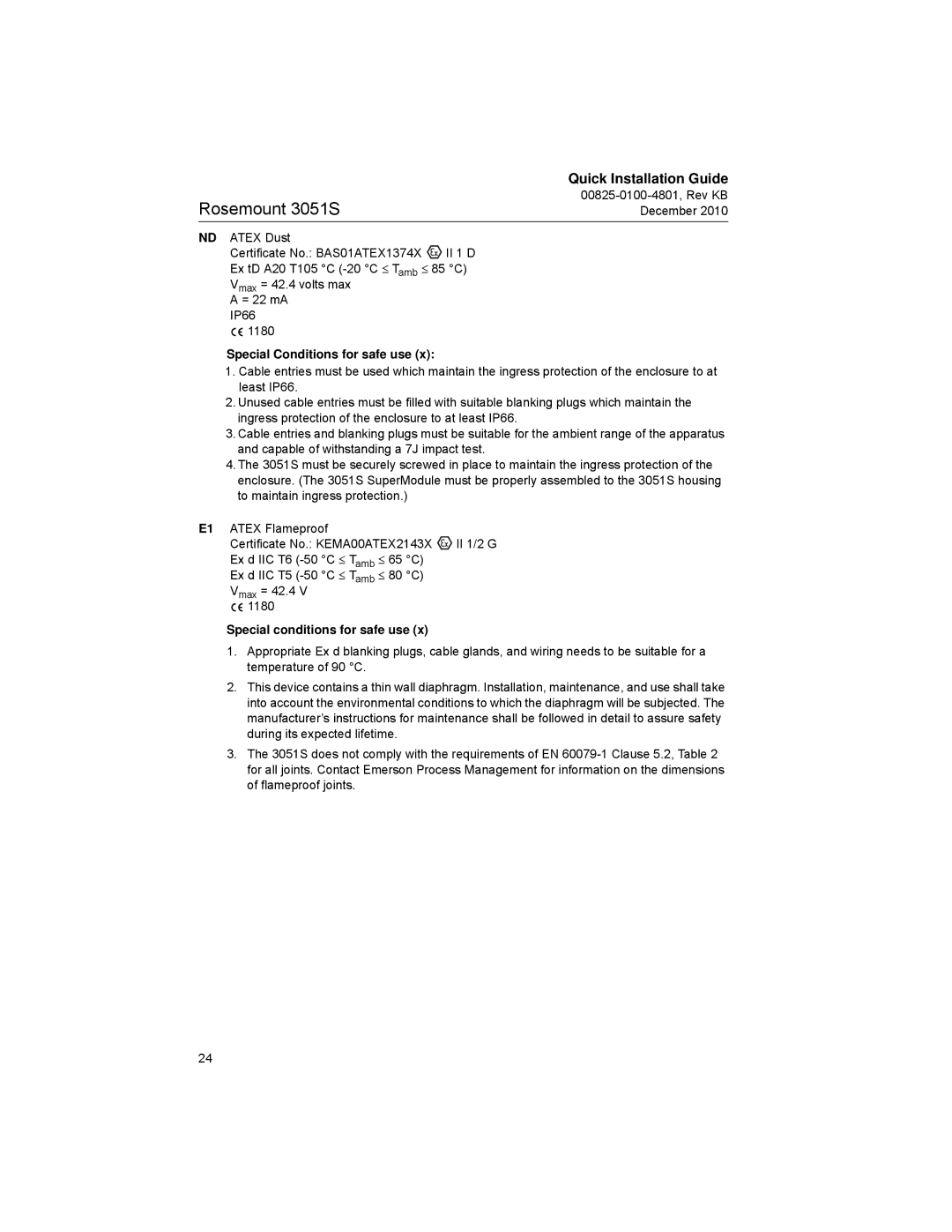 Emerson 3051SF manual Rosemount 3051S 