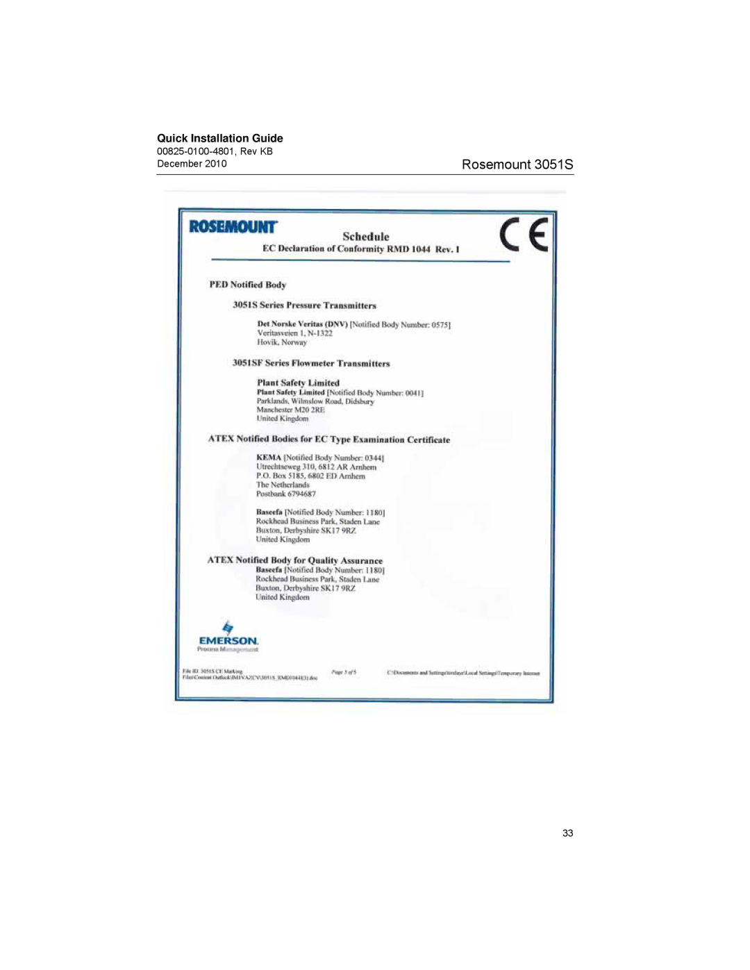 Emerson 3051SF manual Rosemount 3051S 