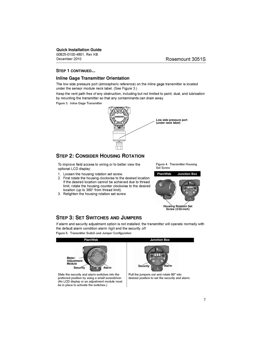 Emerson 3051SF manual Inline Gage Transmitter Orientation, Consider Housing Rotation, SET Switches and Jumpers 