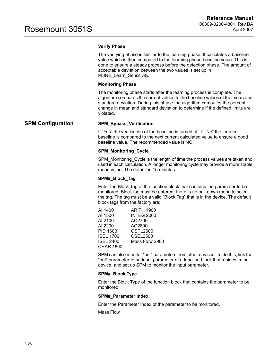 Emerson 3051S manual SPM Configuration 