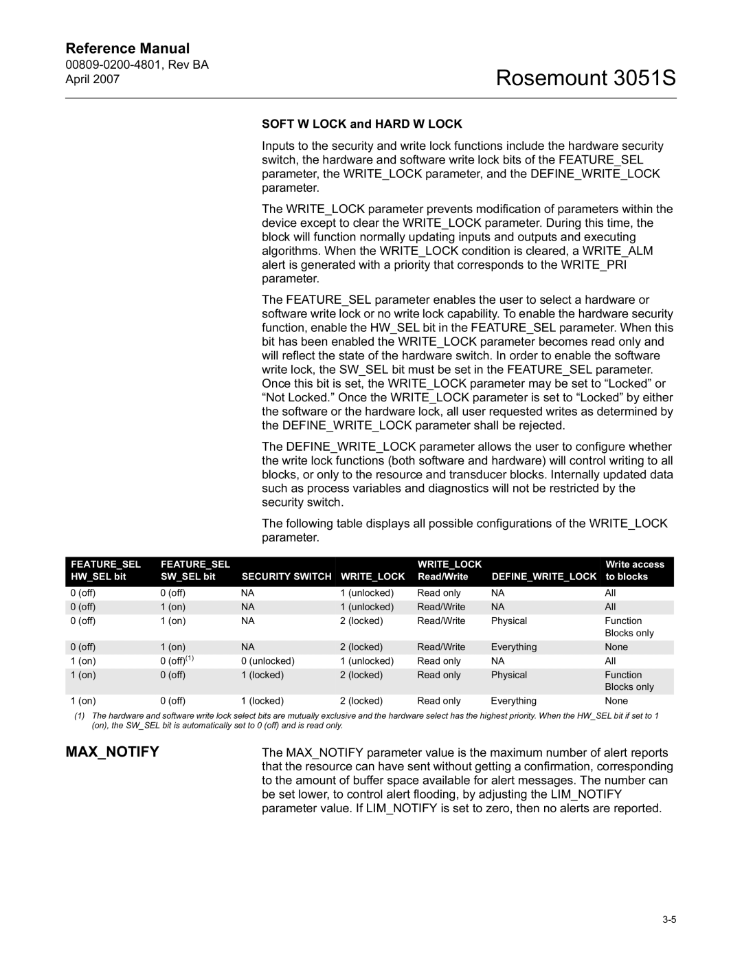 Emerson 3051S manual Maxnotify, Write access, Hwsel bit Swsel bit, Read/Write, To blocks 