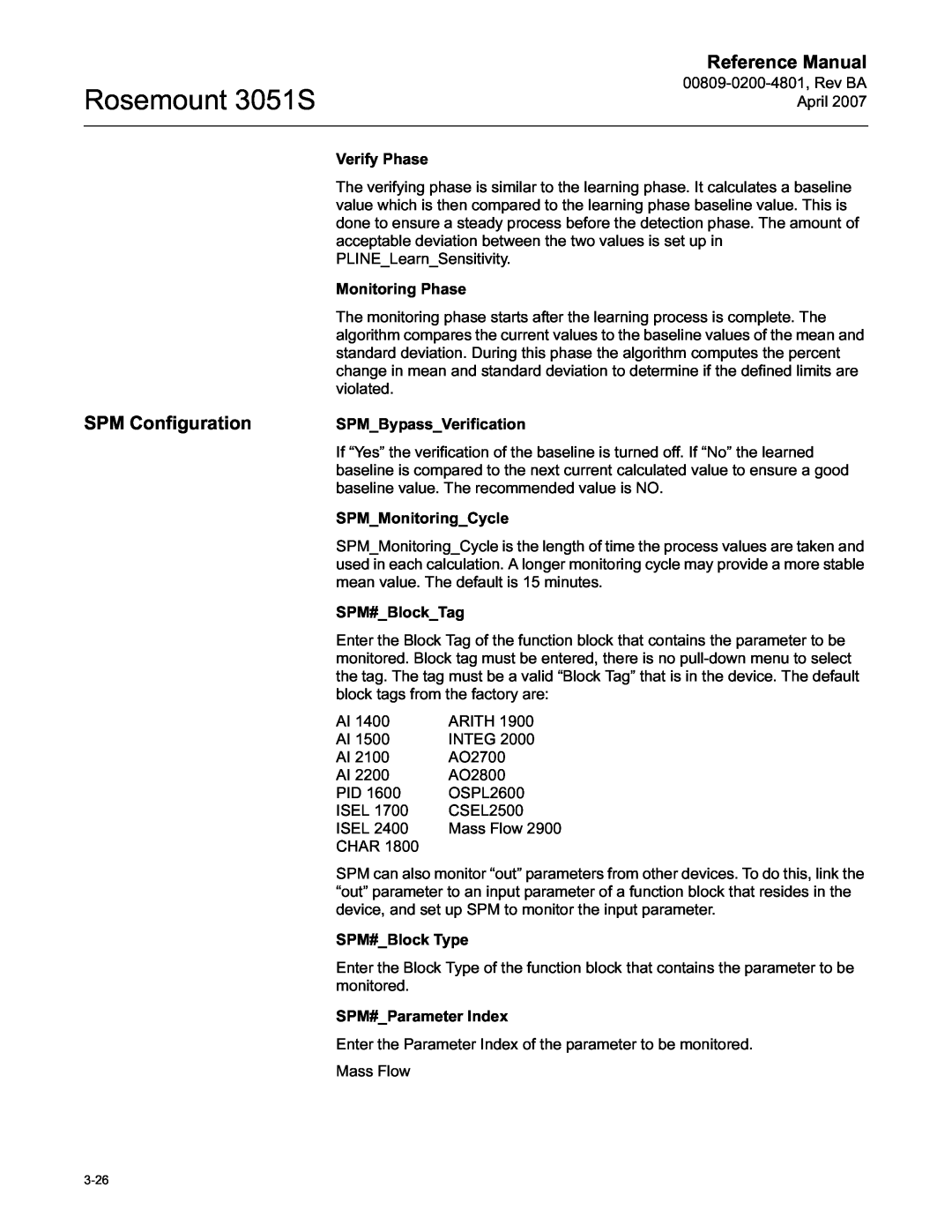 Emerson manual SPM Configuration, Rosemount 3051S, Reference Manual 