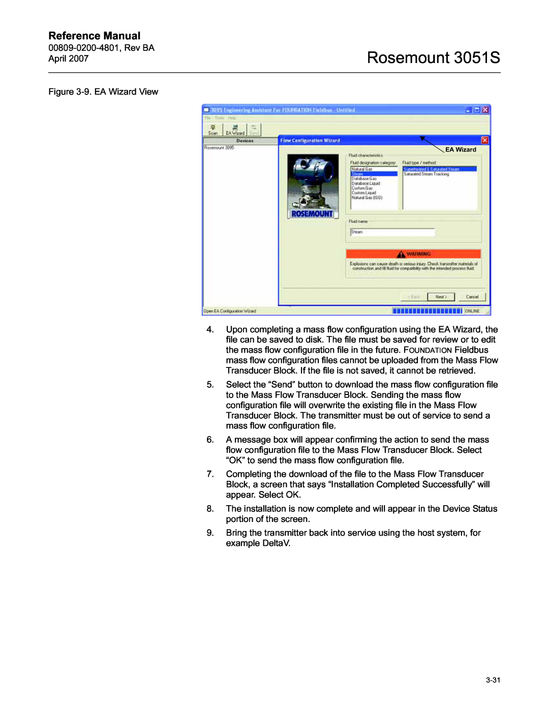 Emerson manual Rosemount 3051S, Reference Manual, EA Wizard 