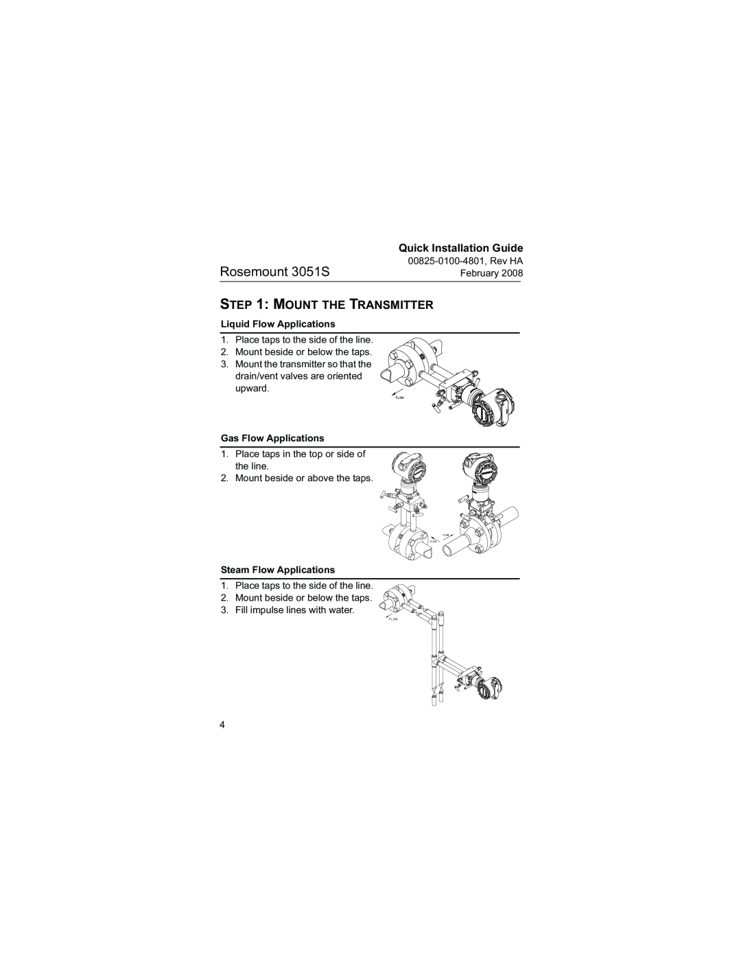 Emerson manual Mount The Transmitter, Rosemount 3051S, Quick Installation Guide 