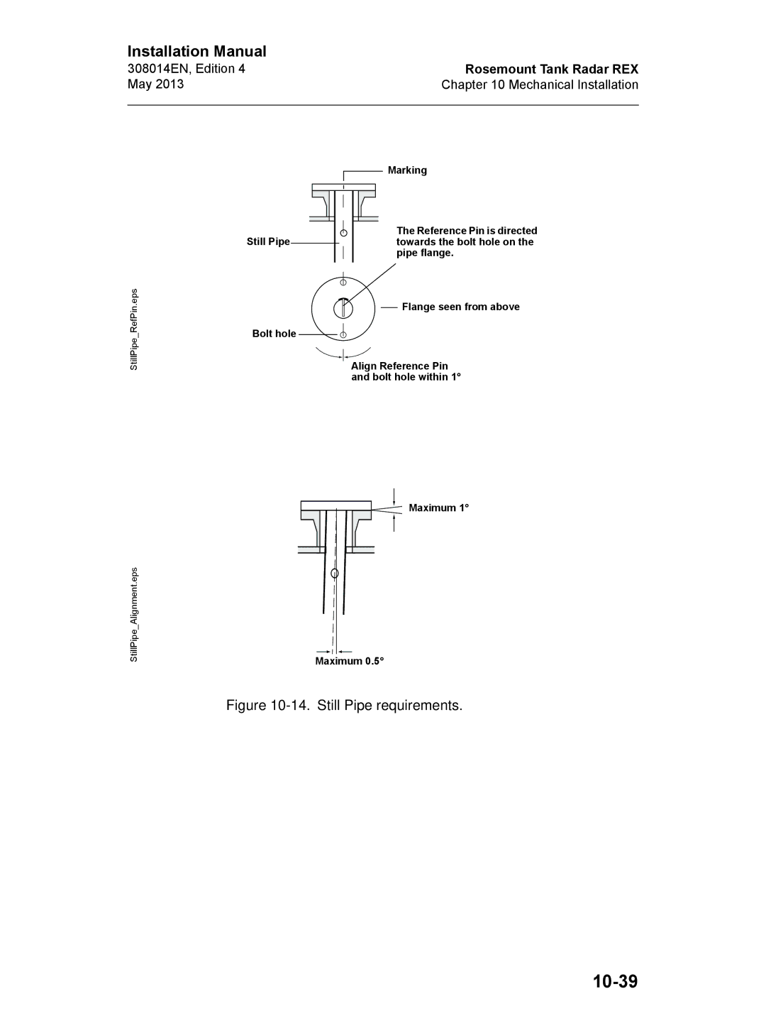 Emerson Edition 4, 308014EN installation manual 10-39, Still Pipe requirements 