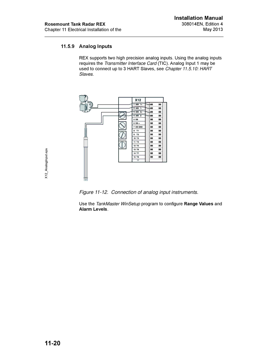 Emerson 308014EN, Edition 4 installation manual 11-20, Analog Inputs 