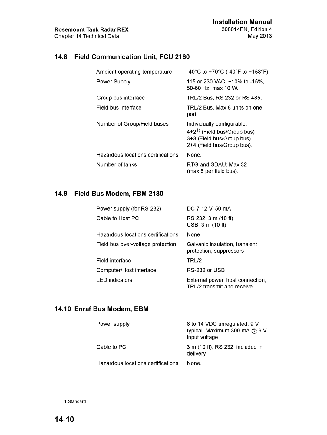 Emerson 308014EN, Edition 4 installation manual 14-10, TRL/2 