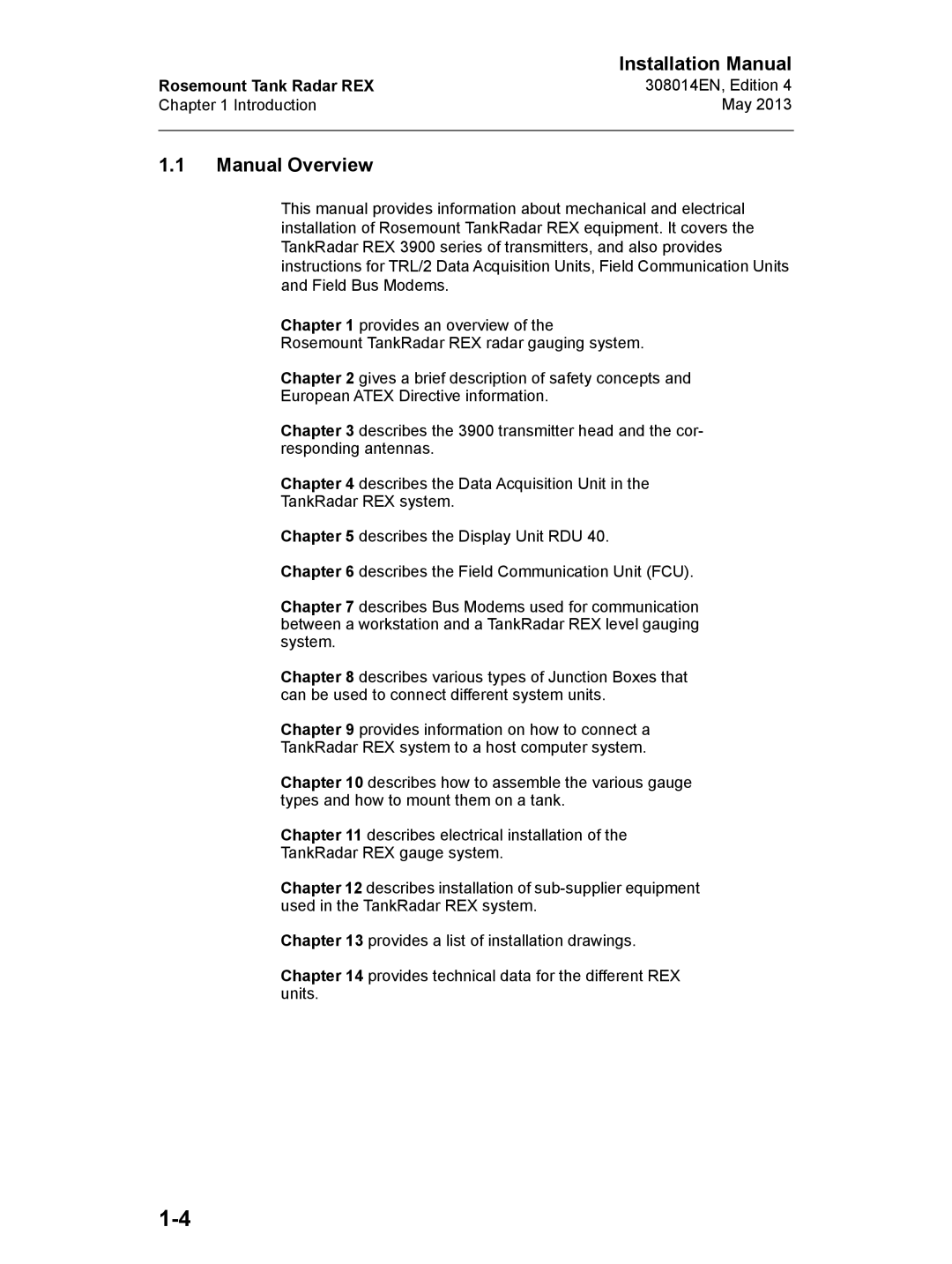 Emerson 308014EN, Edition 4 installation manual Manual Overview 