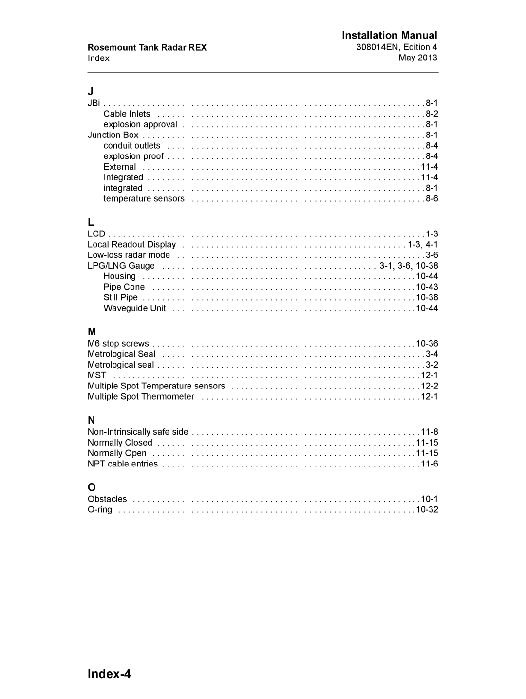 Emerson 308014EN, Edition 4 installation manual Index-4 