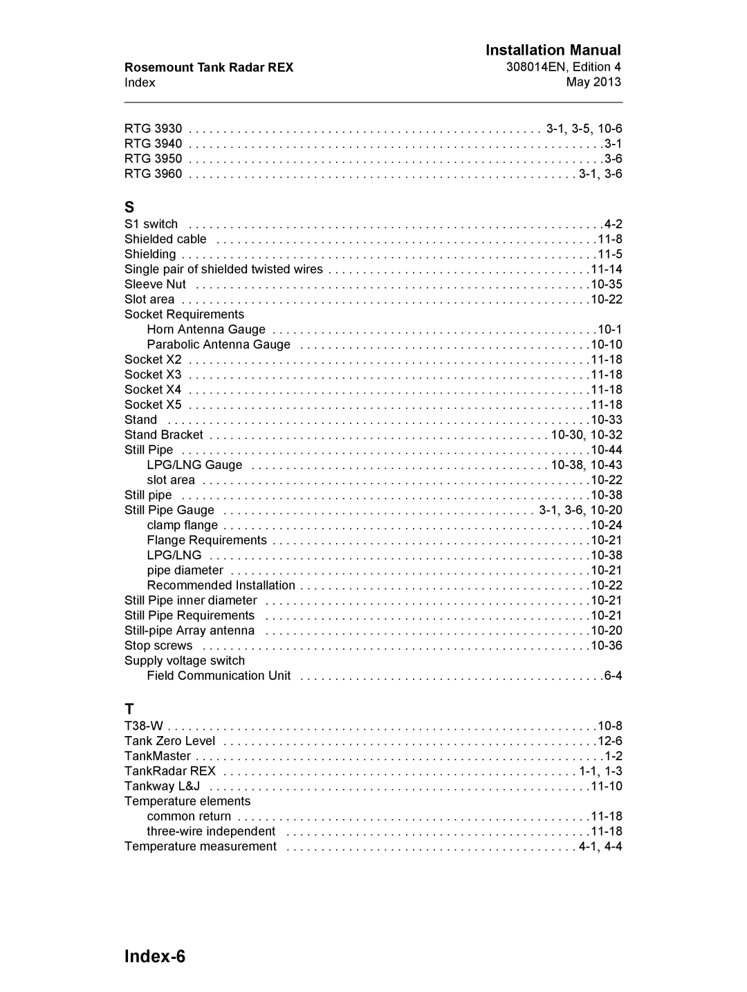 Emerson 308014EN, Edition 4 installation manual Index-6, Supply voltage switch Field Communication Unit 