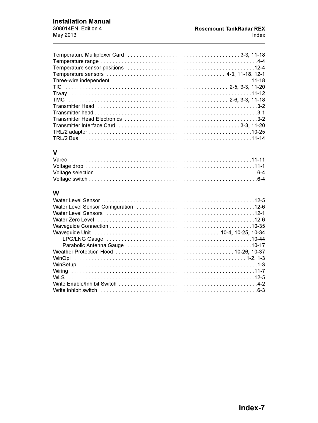 Emerson Edition 4, 308014EN installation manual Index-7 