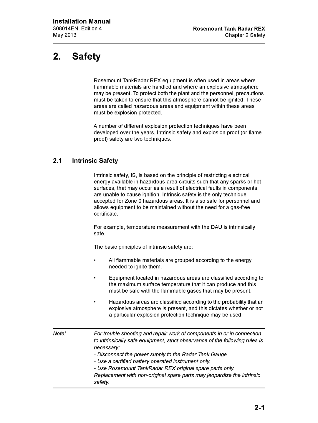 Emerson Edition 4, 308014EN installation manual Intrinsic Safety 